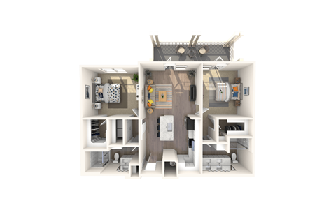 Floor plan for 2 beds, 2 baths, 1116 sqft